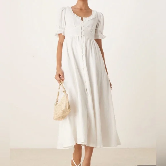 Nobody's Child Flossie ruffle detail midaxi dress in white - Picture 4 of 10